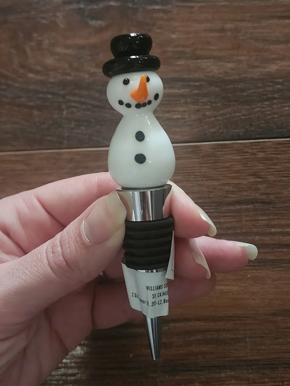NWT Williams Sonoma Snowman Wine Stopper Winter Holiday Gift